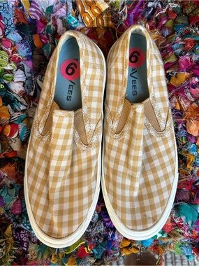 SeaVees Baja Mustard Gingham Slip-On Sneakers